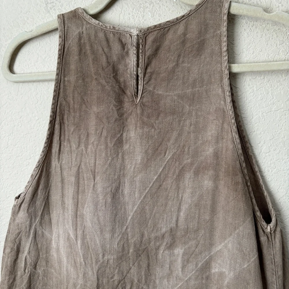Zara Linen Crinkled Sleeveless Relaxed Mini Dress Boho Neutral Beachy Lagenlook - Picture 12 of 12